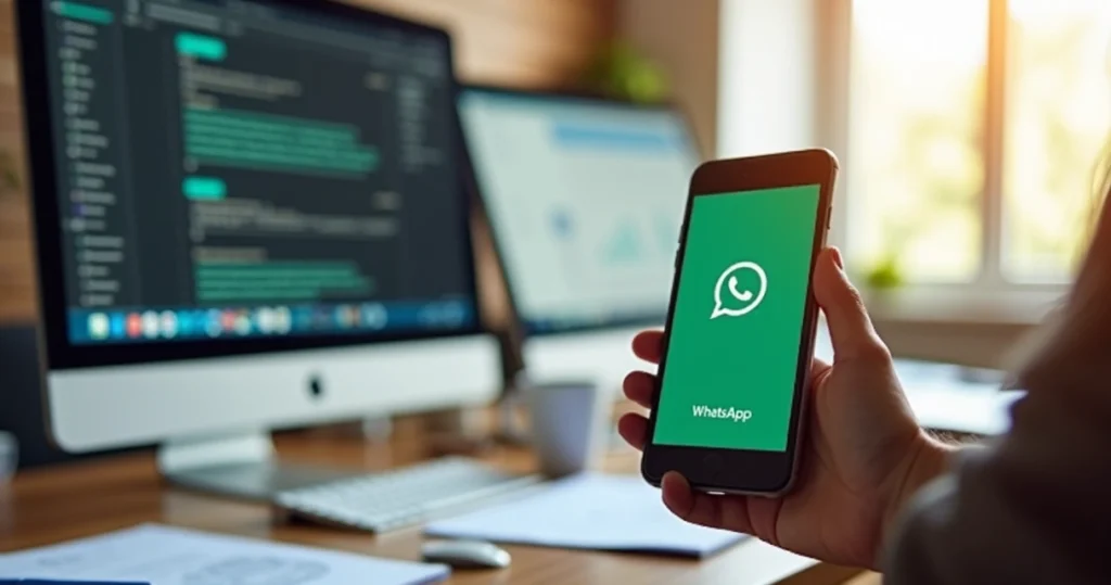 Tela de celular exibindo conversa no WhatsApp com mensagens automáticas sobre cobrança via Pix integrada a sistema de ISP