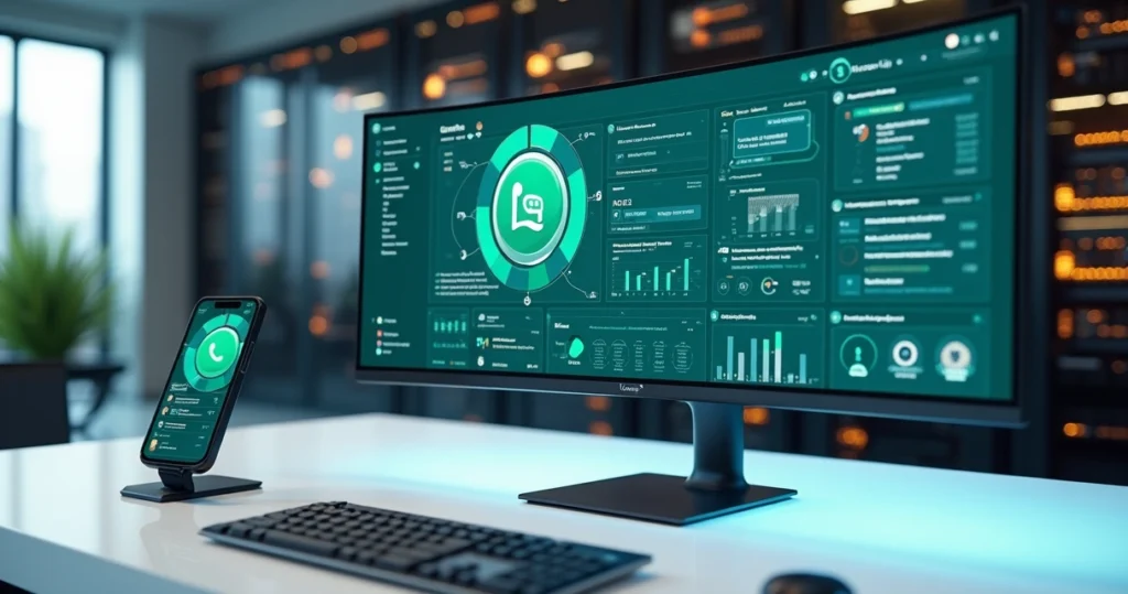 Dashboard de chatbot para provedor de internet com atendimento via WhatsApp em tela gigante