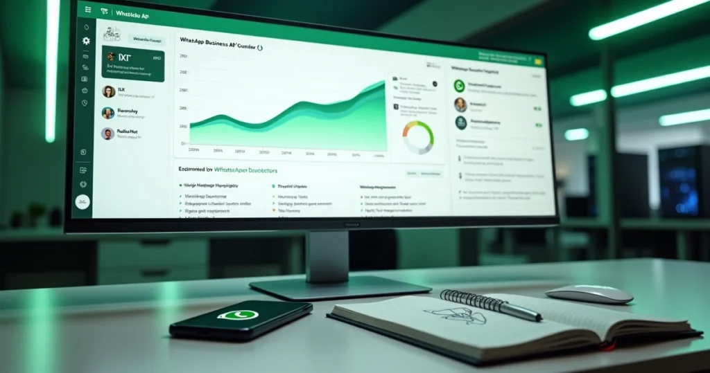 Painel com número de WhatsApp empresarial sendo aquecido na API oficial