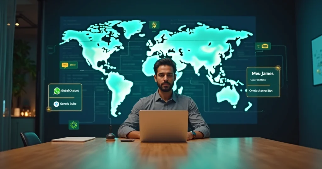 Gestor de provedor comparando opções de chatbot ISP em painel interativo