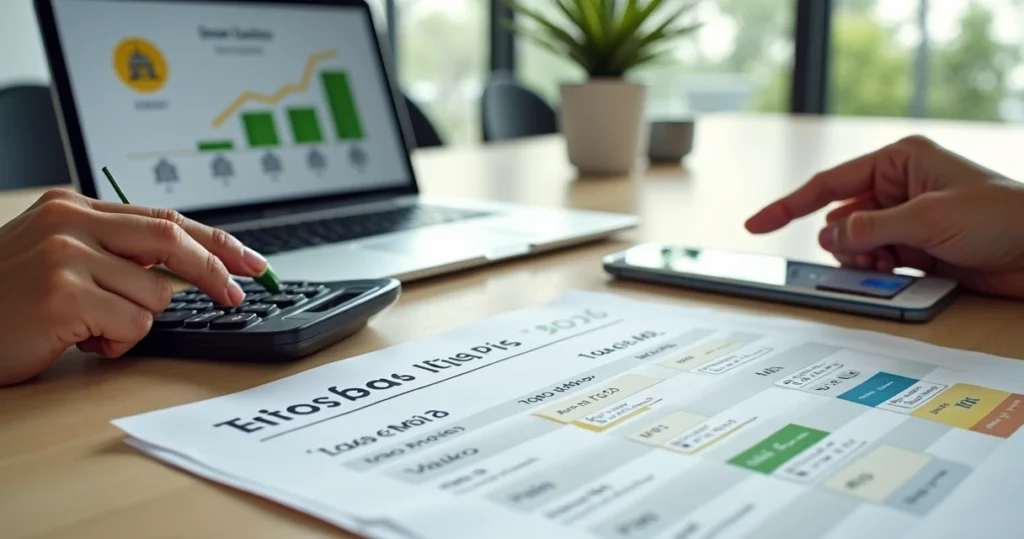 Provedor de internet analisando papel com tarifas de Pix e taxas bancárias