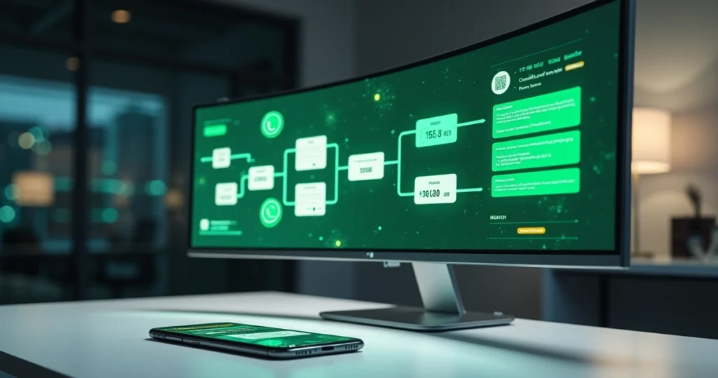 Interface com boletos sendo enviados automaticamente pelo WhatsApp